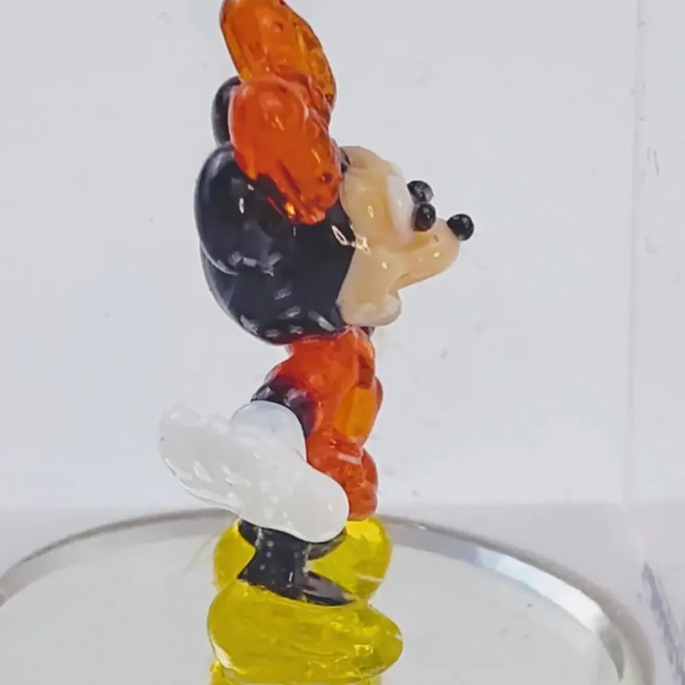 Disney Minnie Mouse Small Glass Desk Figure Rare Collectible